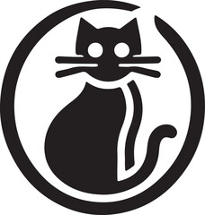 Vector cat silhouette black and white	