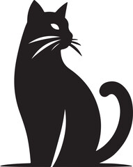 Vector cat silhouette black and white	