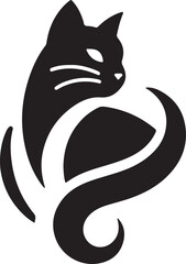 Vector cat silhouette black and white	
