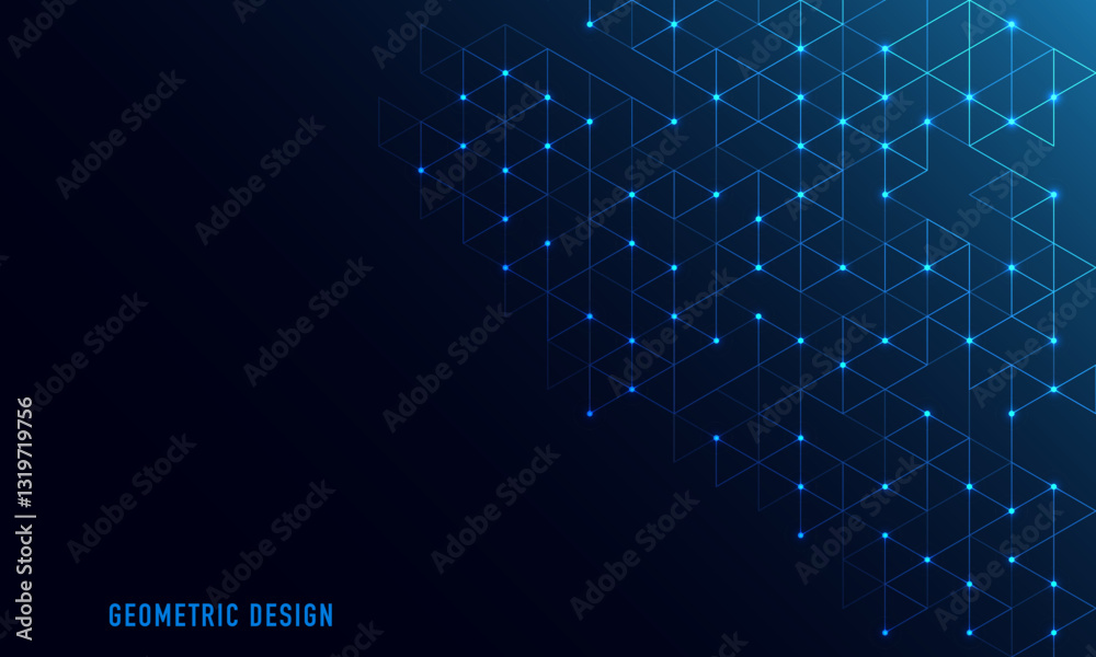 Poster Abstract technology background and design element with hexagons pattern and geometric shapes