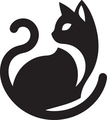 Vector cat silhouette black and white	