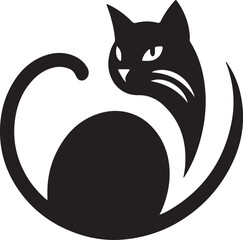 Vector cat silhouette black and white	