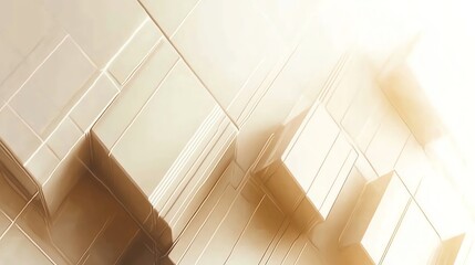 Geometric Abstract of Cubes with Shiny Surfaces and Bright Light Effect