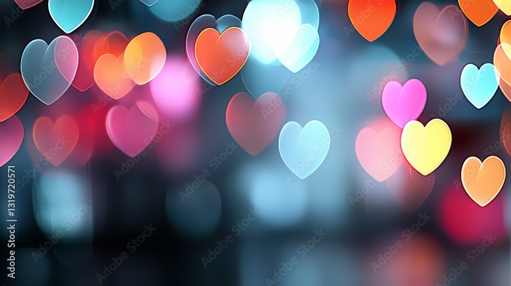 Leinwandbilder blurry image of many hearts in various colors. concept of love and warmth, as the hearts are scatter