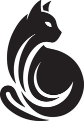 Vector cat silhouette black and white	