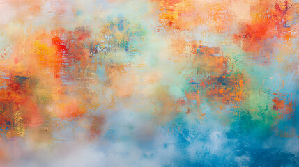 Whimsical Abstract Painting With Dreamlike Pastel Colors and Gold Speckled Accents