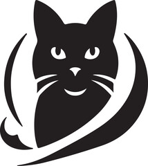 Vector cat silhouette black and white	