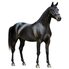 Obraz premium Black Horse Standing Tall Isolated on Transparent Background