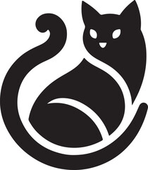 Vector cat silhouette black and white	