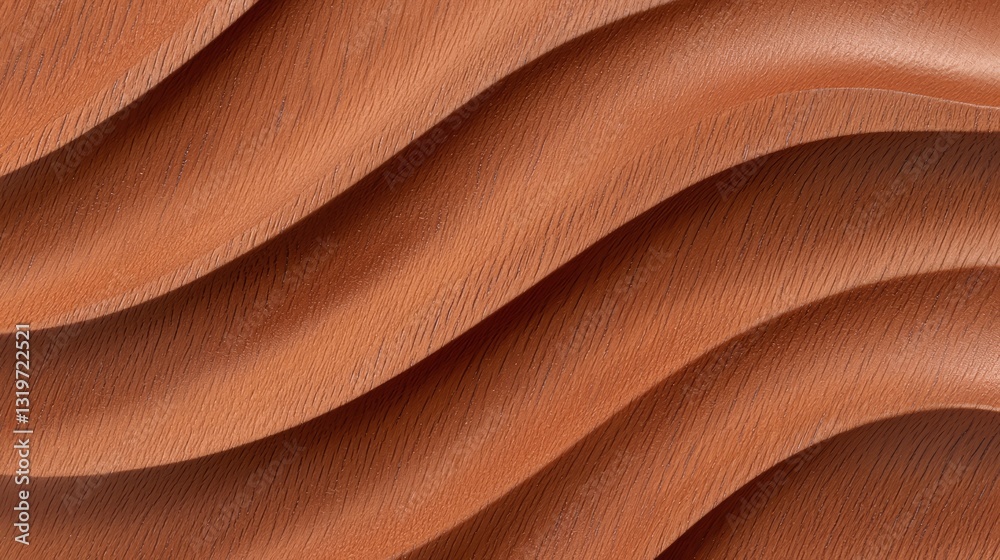 Poster Brown wooden surface with a wavy pattern. The wood grain is visible and the surface appears to be textured