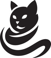 Vector cat silhouette black and white	