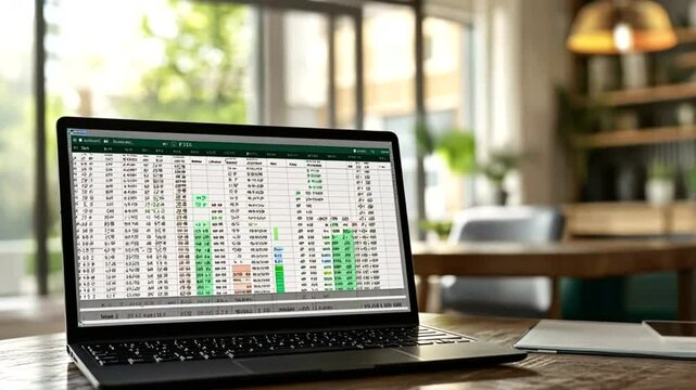 Laptop Spreadsheet Data Analysis Cafe Office