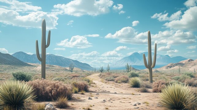 A digital landscape featuring a western desert scene, perfect for nature and outdoor themed illustrations