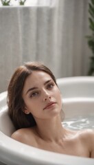 Obraz premium bathtub,women,one woman only,bubble bath,spa,body care,bathroom,wellbeing,luxury,happiness,domestic bathroom,females,hygiene,soap sud,only women,indoors,taking a bath,water,young women,people,skin car