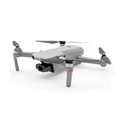 angled view of a small quadcopter FPV drone on white background compact technology for aerial photography and exploration