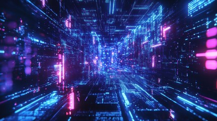 Fototapeta premium AI-powered Digital Consciousness Forming Cybernetic Discovery