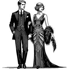 Couple Dressed In Art Deco Style