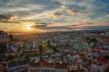 sunset over the city of Lisbon