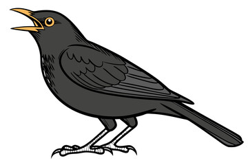 Minimalist Blackbird Vector Art