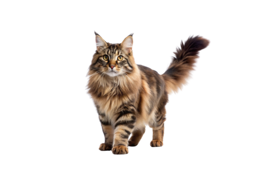maine coon cat isolated on white