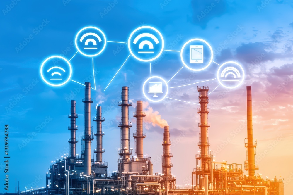 Poster smart factory integration with iot sensors for enhanced industry efficiency and monitoring