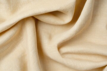 Soft Textured Linen Fabric Close-Up with Natural Creases and Warm Beige Color for Design Projects
