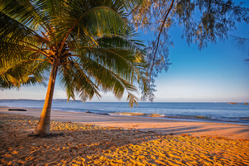 Serene sunset at khao lak beach in Phuket, Thailand. Concept amazing view resort travel Thai