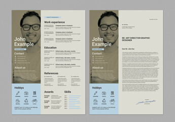 Modern Resume + Cover Letter InDesign Template Kit &ndash; A4 & US Letter - Soft Flat Design in Light Blue and Brown Colors