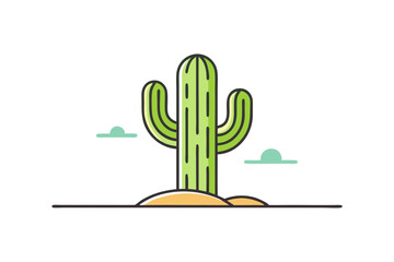 Cactus in Desert Vector Art