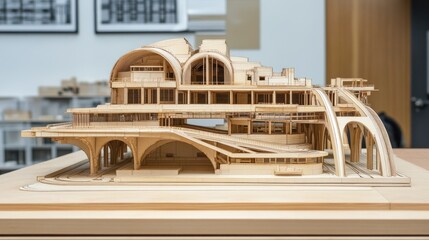 Architectural Model: A Detailed Wooden Structure