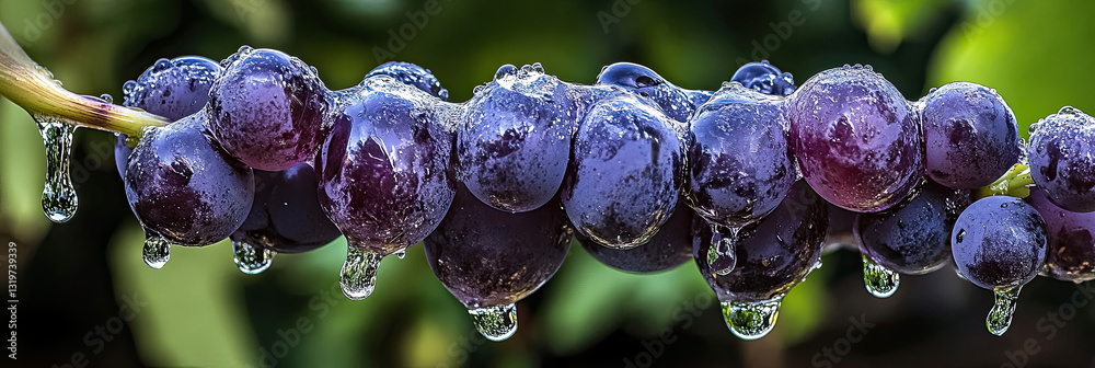 Aufkleber glistening purple grapes adorned with water droplets create a fresh and inviting display