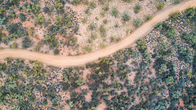 A path through the Australian outback, seen from above