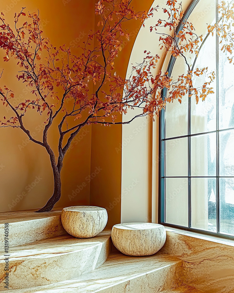 Poster create a serene self-care space with minimalist design and natural textures for relaxation