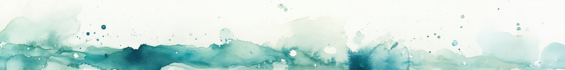 Fototapeta premium Watercolor abstract teal and white background with splashes of paint, modern design for a banner, poster, or presentation