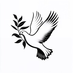 Obraz premium Stylized Dove with Olive Branch Illustration