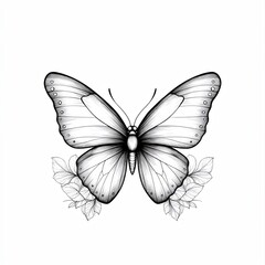 Butterfly with floral elements Drawing
