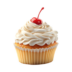 A Fluffy 3D Cartoon Cake with Soft Whipped Cream Frost Isolated on Transparent Background