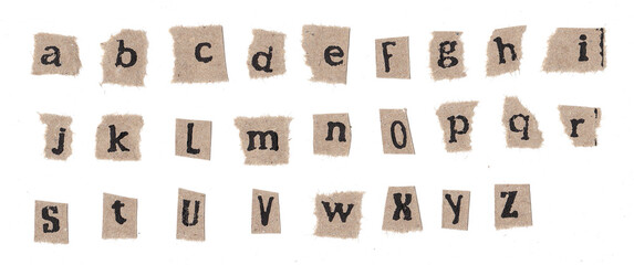 Ransom Note Letters Cutout Ripped Font Alphabet Set