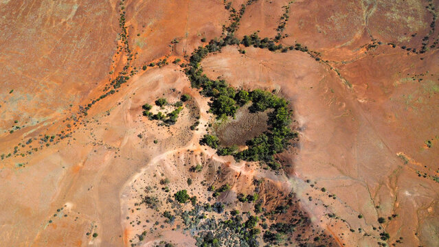 Meteorite craters in the Australian outback, seen from above