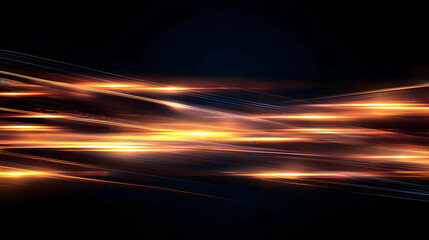 Abstract Golden Orange Light Streaks And Particles On A Dark Background With A Gradient Effect