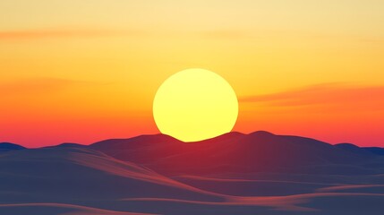Vibrant sunset over rolling sand dunes with a gradient sky showcasing warm color