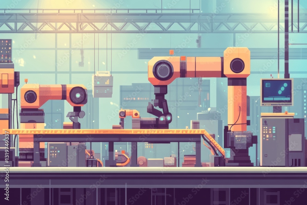 Fototapete modern automated factory utilizing robotic machines and artificial intelligence for efficient produc