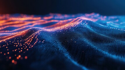 Abstract connected dots on bright blue background. Technology concept