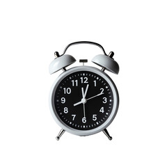 Classic Alarm Clock with Bells and Large Numbers Isolated on Transparent Background.
