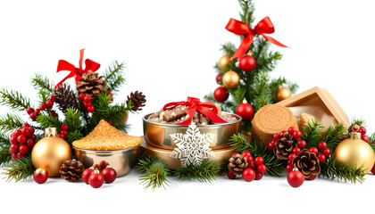 Close-up of Christmas buffet , with white tonespng