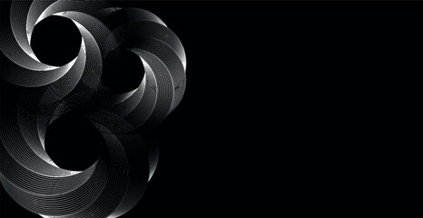 Black abstract bachkround with circles, blac and white gradient