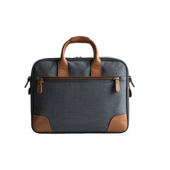 Elegant Briefcase with Leather Handles, Isolated on Black Background.