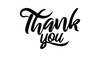Obraz premium Typography Thank You Card - Elegant and Appreciative Design. Hand drawn positive quote. Modern brush calligraphy. Isolated on white background.