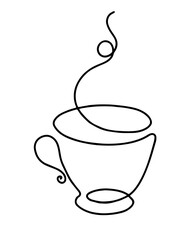 Outline of a Mug with Handle and Steam Rising to Create a Hot Drink Feeling, Tea or Coffee