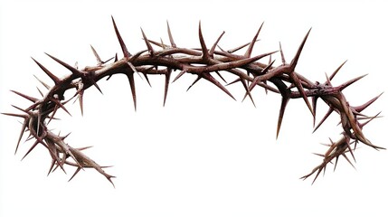 Obraz premium Elegant Crown of Thorns Illustration: A Detailed Botanical Drawing, Perfect for Religious, Spiritual, or Artistic Designs. Isolated on White 